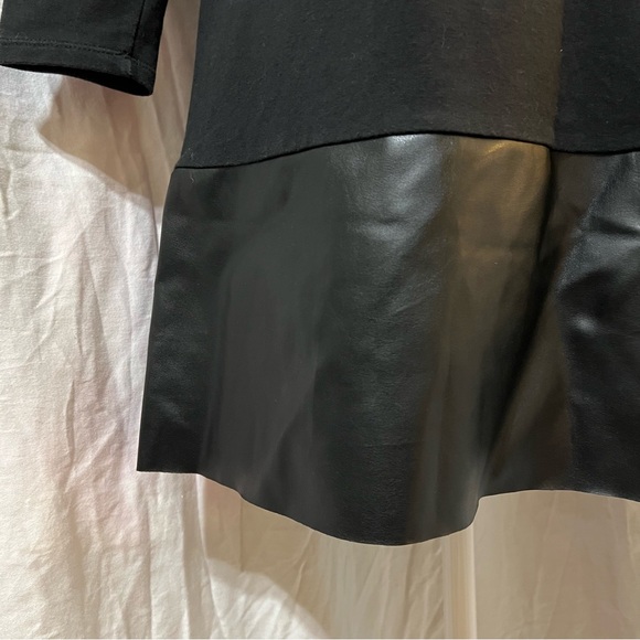 i DO cute black dress with leather hem - Picture 5 of 8